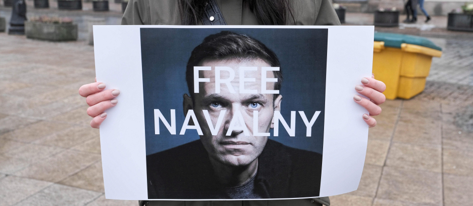 Una manifestación por la libertad de Navalni, en Polonia