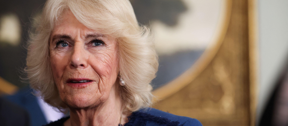 Queen Camilla during a reception to celebrate "The Poppy Factory" in London, Britain, February 15, 2024.