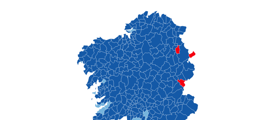 El mapa de los resultados de las elecciones gallegas municipio a municipio