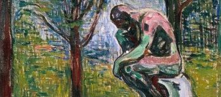 El Pensador de Rodin en el parque del doctor Linde en Lübek (1907) de Edvard Munch