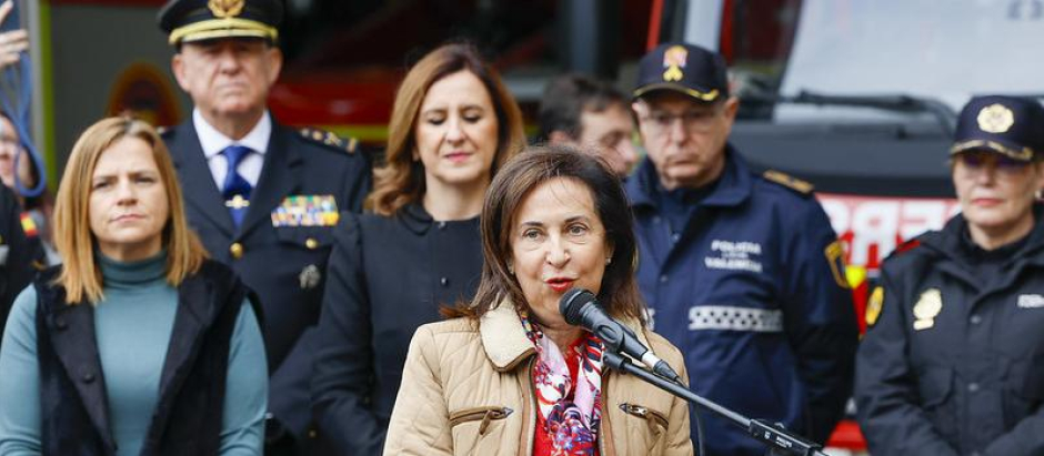 La ministra de Defensa, Margarita Robles, este lunes, en Valencia
