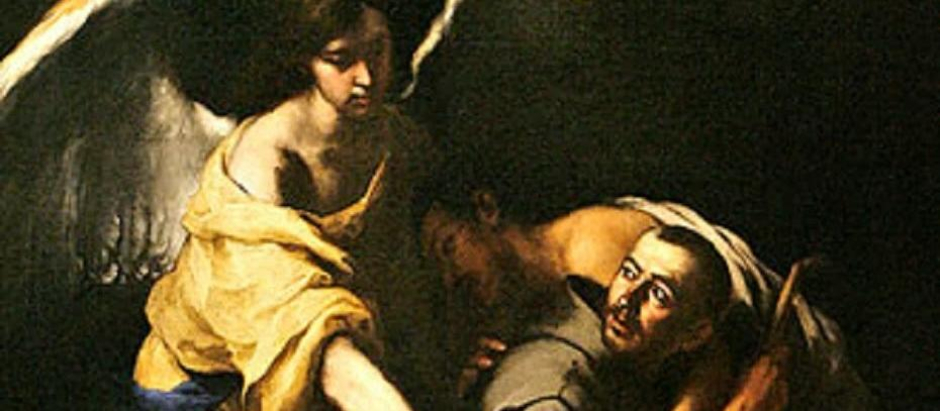 San Juan de Dios con el arcángel Gabriel, de Esteban Murillo