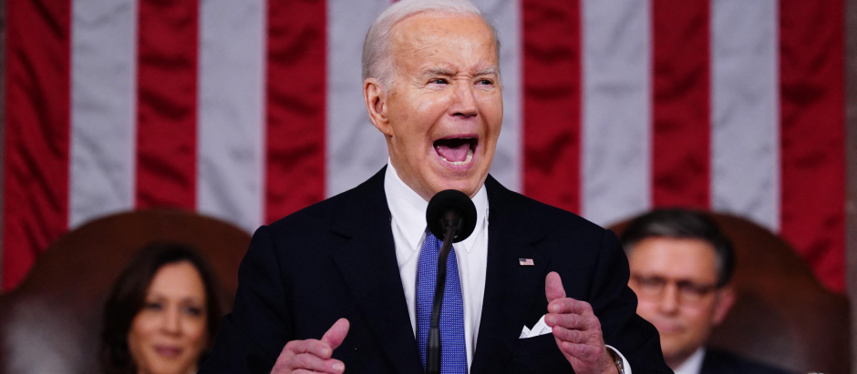 Joe Biden presidente de Estados Unidos, durante el discurso del estado de la Unión