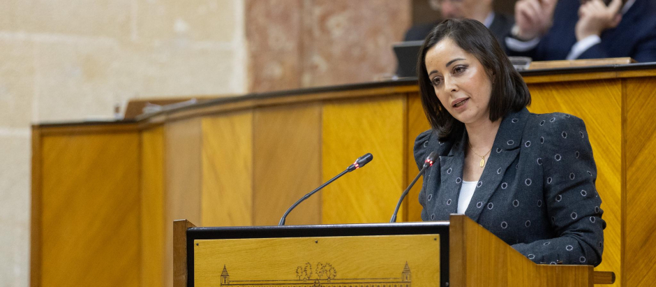 La diputada de Vox Mercedes Rodríguez, durante el pasado pleno del Parlamento de Andalucía
