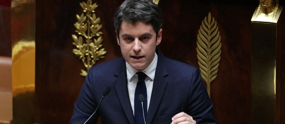 El primer ministro francés Gabriel Attal en la Asamblea Nacional francesa