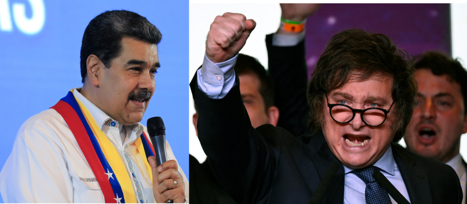 Nicolás Maduro y el presidente argentino Javier Milei