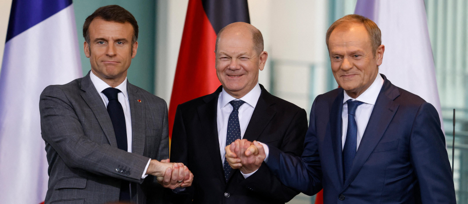 Macron, Scholz y Tusk quieren constituir el núcleo fuerte de una nueva coalición de apoyo a Ucrania
