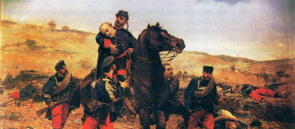 La obra representa la muerte de Manuel Gutiérrez de la Concha e Irigoyen (1808-1874), marqués del Duero, durante la batalla de Abárzuza