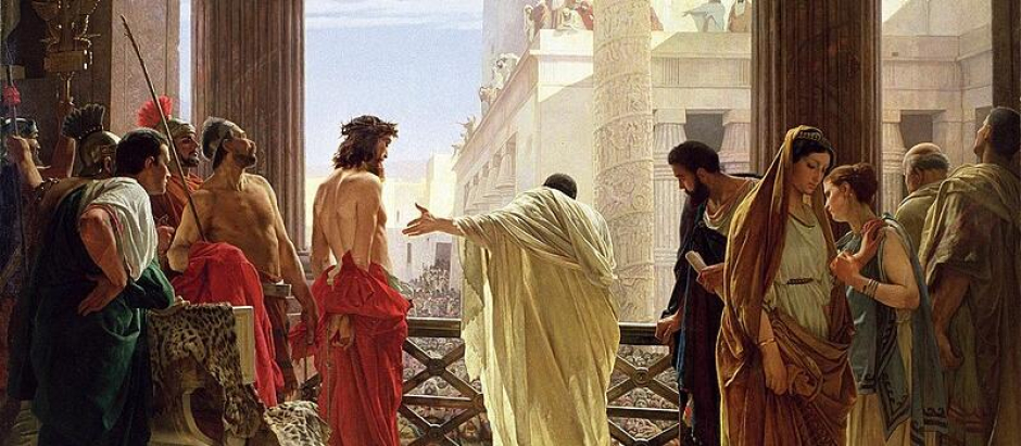 Ecce Homo (Contemplando al hombre), una representación de Poncio Pilato presentando a Jesús de Nazaret azotado ante la gente de Jerusalén