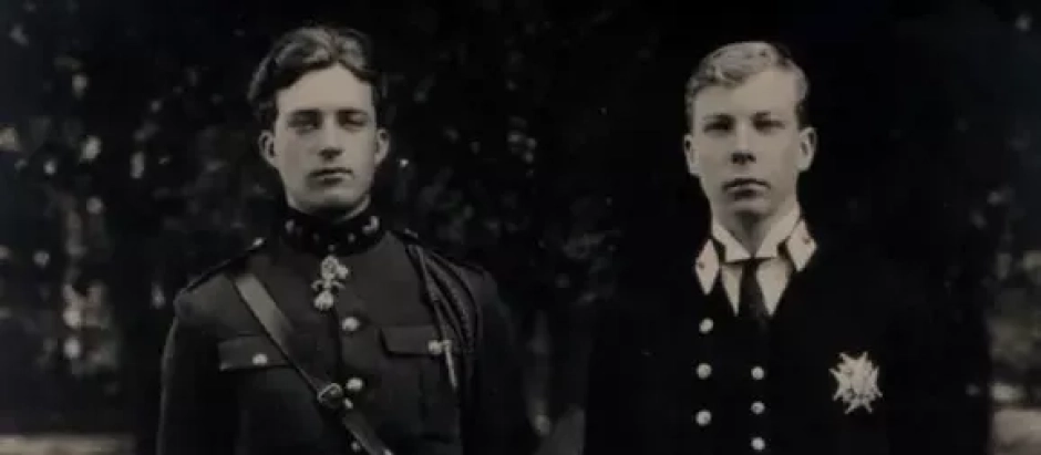 Leopoldo III y Carlos de Bélgica de jóvenes