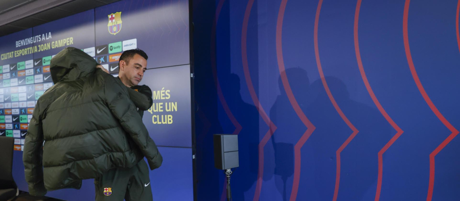 Xavi en la rueda de prensa antes del partido de este fin de semana