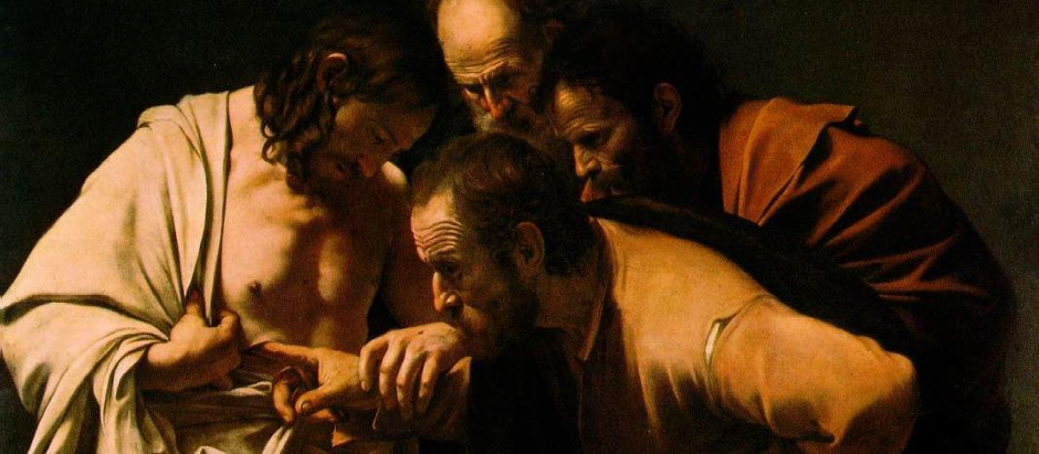 Tomás mete sus dedos en el costado de Cristo (Caravaggio)