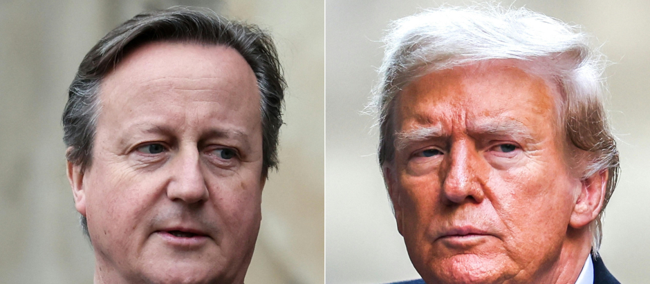 Ministro de Exteriores británico, David Cameron, y el expresidente de Estados Unidos, Donald Trump
