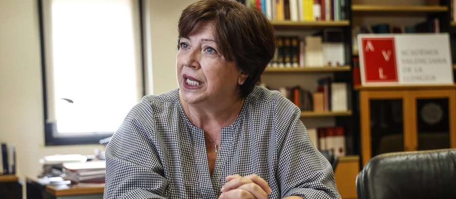 La presidenta de la Academia Valenciana de la Lengua, Verónica Cantó, durante una entrevista para Europa Press