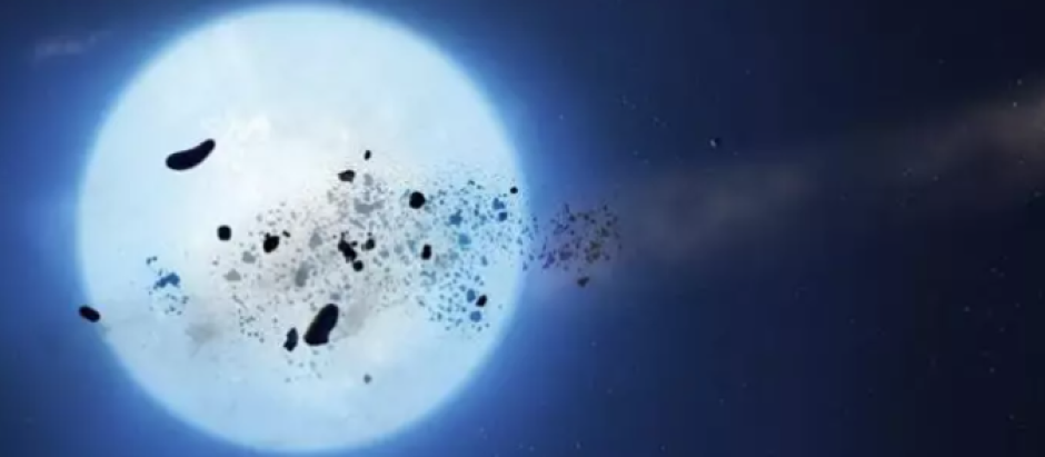 Grupos de escombros de un planetesimal alrededor de una enana blanca
