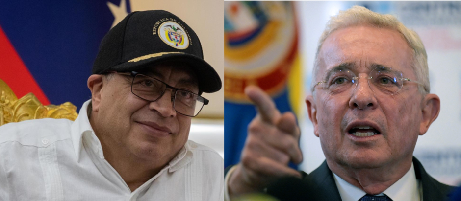El presidente de Colombia Gustavo Petro y el expresidente Álvaro Uribe