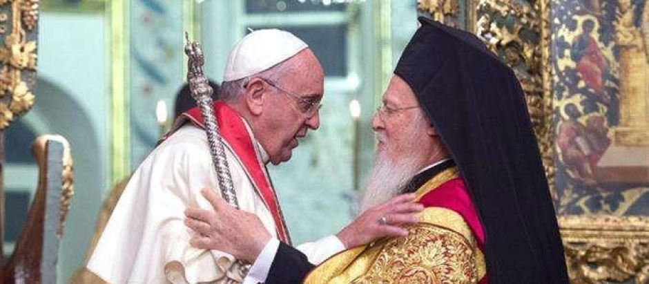 El Papa Francisco, junto al patriarca de Constantinopla