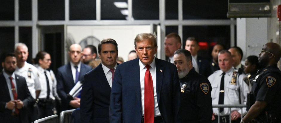 Donald Trump, a su llegada al tribunal de Nueva York que lo tiene que juzgar