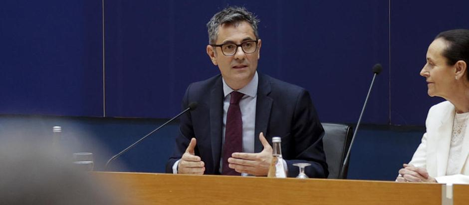 El ministro de la Presidencia, Justicia y Relaciones con las Cortes, Félix Bolaños, durante su acto en Valencia