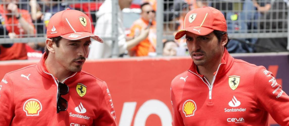 Carlos Sainz y Charles Leclerc antes del Gran Premio de China