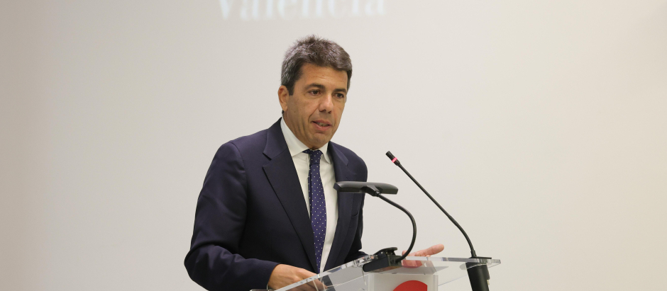 El presidente de la Generalitat Valenciana, Carlos Mazón, este martes, en Valencia