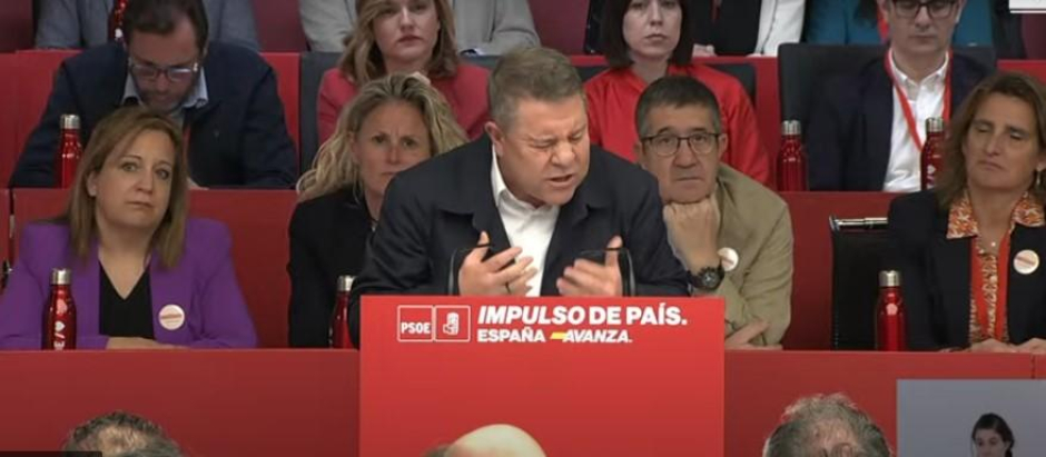 El presidente de Castilla-La Mancha, Emiliano García Page, durante su intervención en el Comité Federal del PSOE