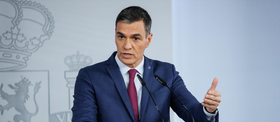 El presidente del Gobierno, Pedro Sánchez, en una rueda de prensa