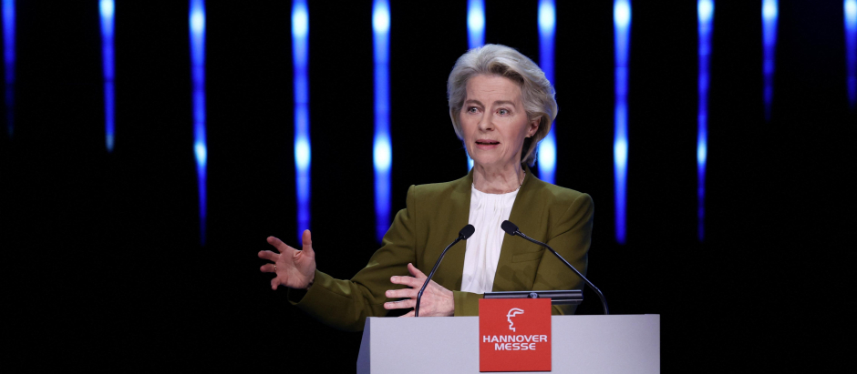 La presidenta de la Comisión Europea, Úrsula Von der Leyen, durante el debate electoral