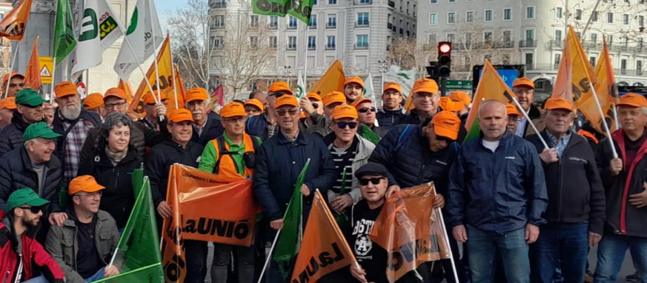 Manifestación de agricultores de La Unió en Madrid