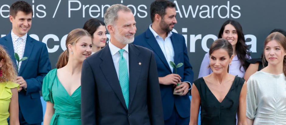 Los Reyes, la Princesa de Asturias y de Gerona, y la Infanta Sofía, en Gerona el pasado julio