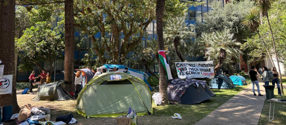 Imagen de la acampada en la Facultad de Filosofía de la Universidad de Valencia