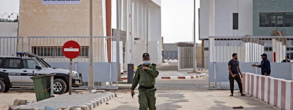 Control de frontera en Guerguerat, ubicada en el Sahara Occidental