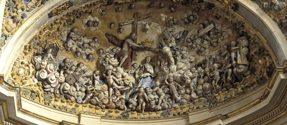 Detalle de la bóveda de la sacristía mayor de la catedral de Burgos realizado en 1765