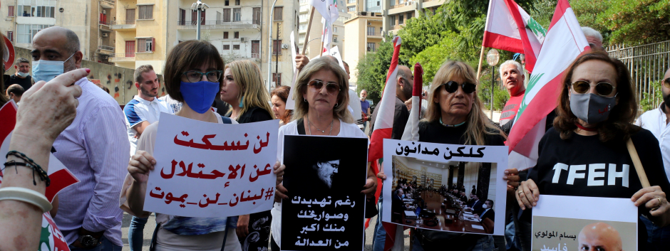 Manifestación en Beirut contra Hezbollah