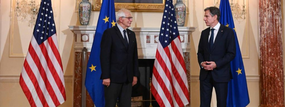 Josep Borrell representante de exteriores de la UE junto con Antony Blinken secretario de Estado de EE.UU.