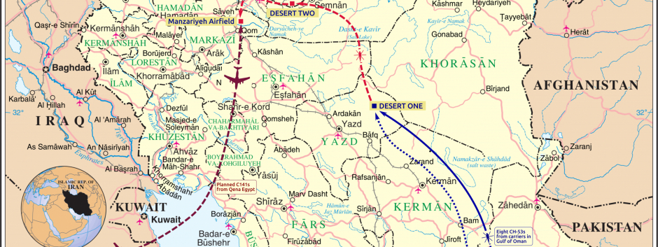 Plano y ruta de la operación Eagle Claw