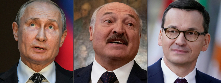 Presidente ruso Vladimir Putin,  Alexander Lukashenko y el Primer Ministro de Polonia Mateusz Morawiecki