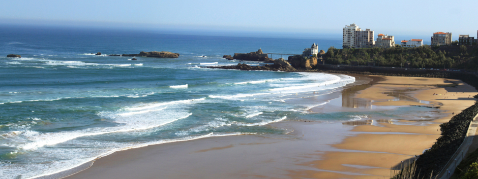 view of the beach of Biarritz in the Basque country in France