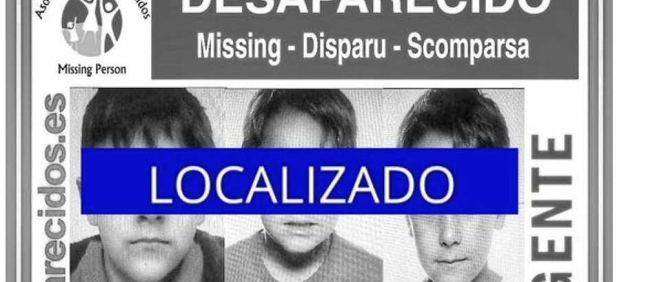 Cartel de los tres niños desaparecidos con la alerta desactivada