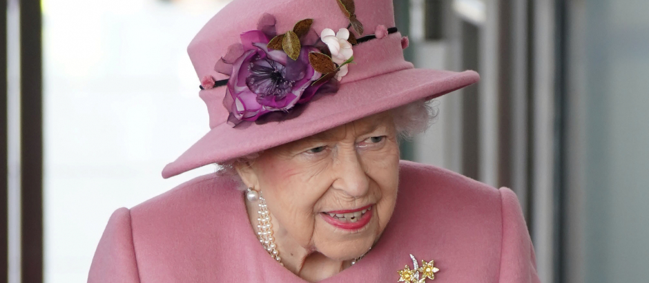 Queen Elizabeth II attending the opening ceremony of the sixth session of the Senedd in Cardiff, Britain October 14, 2021.