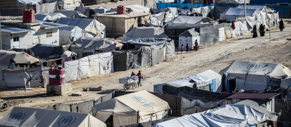 Campamento de refugiados sirios, foto de archivo