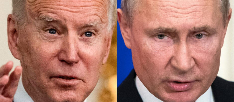 Joe Biden y Vladimir Putin, presidentes de EE. UU. y Rusia respectivamente