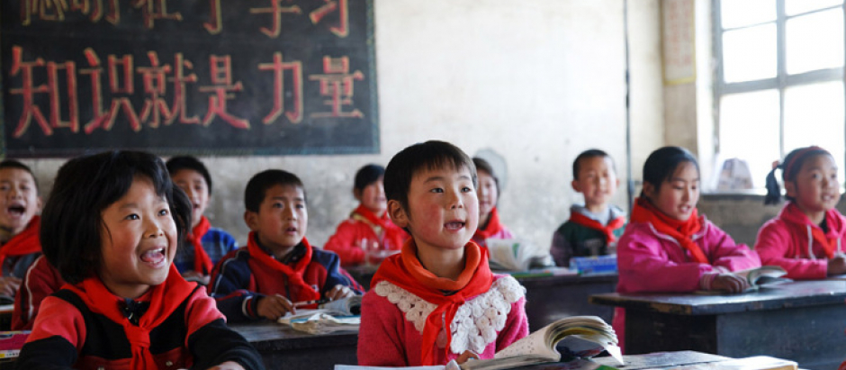 Niños chinos en una escuela