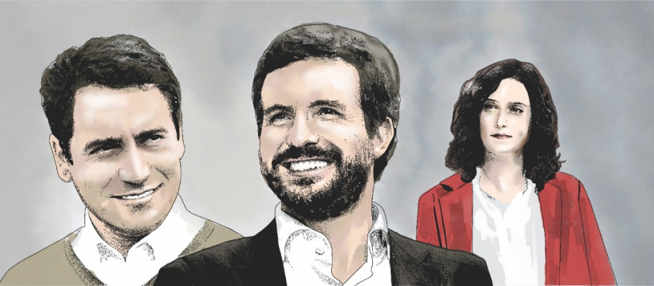 Teodoro García Egea, Pablo Casado e Isabel Díaz Ayuso