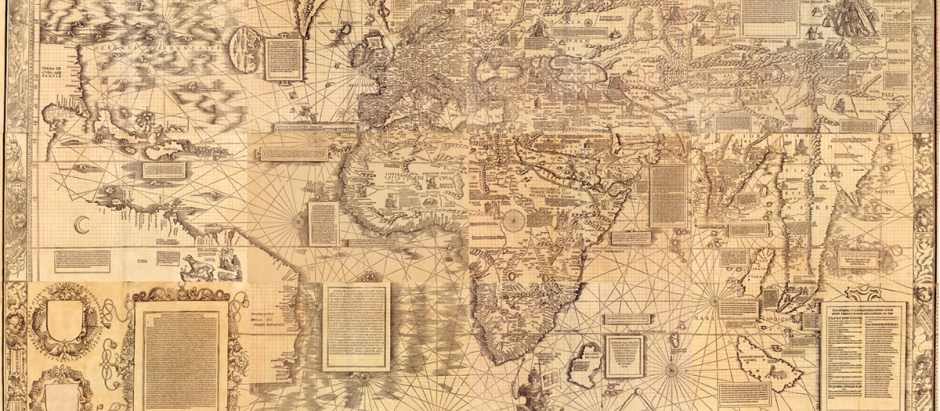Mapa de Martin Waldseemüller publicado en 1516 mostrando el mundo conocido por los europeos en la época