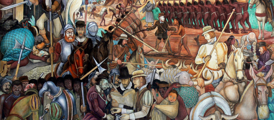 Los murales del pintor realista Diego Rivera eran considerados como una expresión de la leyenda negra en América