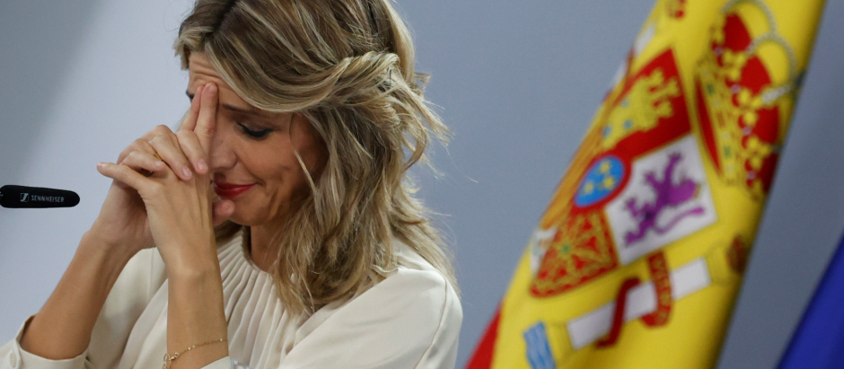 La vicepresidenta segunda del Gobierno y ministra de Trabajo, Yolanda Díaz, tras un Consejo de Ministros