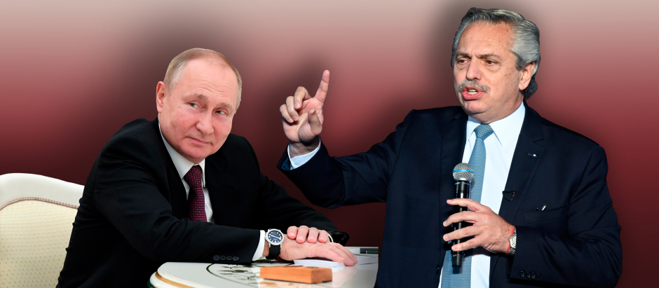Los presidentes de Rusia, Vladimir Putin y Alberto Fernández, de Argentina
