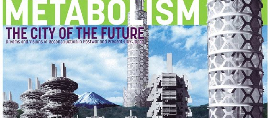 Detalle del cartel de la exposición del Museo Mori sobre 'Metabolismo: la ciudad del futuro'