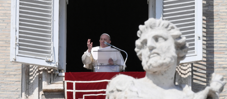 El Papa Francisco durante el Ángelus de hoy, primer domingo de Cuaresma